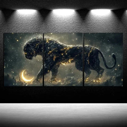 3pcs Stunning Lion Design with Starry Night Sky Wall Art Set Canvas Framed 40x60cm - High Quality Print 100% Australian Made Wall Canvas Ready to Hang
