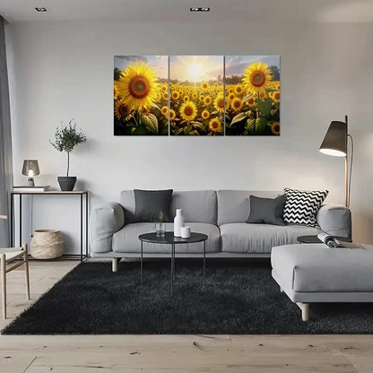3pcs Sunflower Field Nature Landscape Metal Print Ready to Hang Art