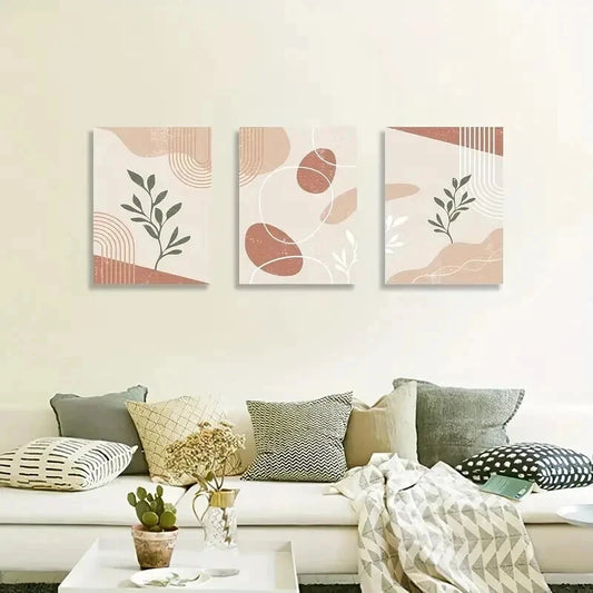 3pcs Nordic Crème Pattern Decoration Wall Art Set Canvas Framed 40x60cm - High Quality Print 100% Australian Made Wall Canvas Ready to Hang