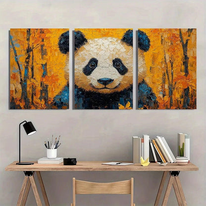 3pcs Mosaic Painting Panda Animal Themed Metal Print Ready to Hang Art