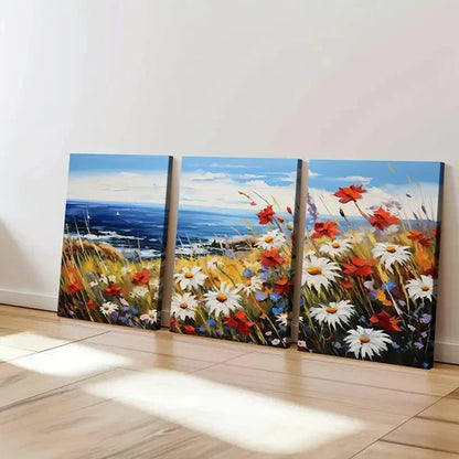 3pcs Abstract Geometric Florals Beach Scenery Wall Art Canvas Unframed - High Quality Print 100% Australian Made Wall Canvas