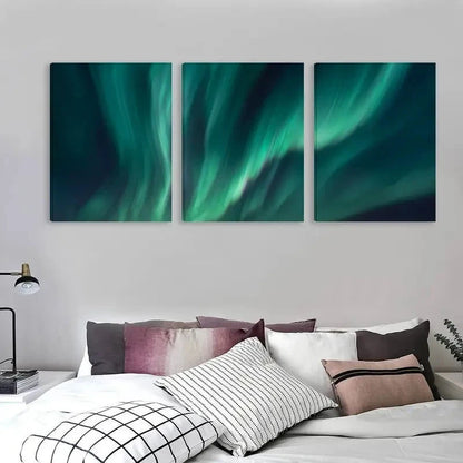 3pcs Northern Lights Dance Overhead Night Sky  Wall Art Set Canvas Framed 60x90cm - High Quality Print 100% Australian Made Wall Canvas Ready to Hang