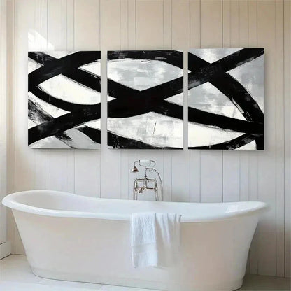 3pcs Bold Brushstroke Minimalist Modern Perfect Wall Art Set Canvas Framed 40x60cm - High Quality Print 100% Australian Made Wall Canvas Ready to Hang