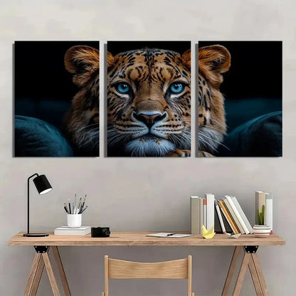 3pcs Majestic Lion with Blue Eyes Metal Print Ready to Hang Art