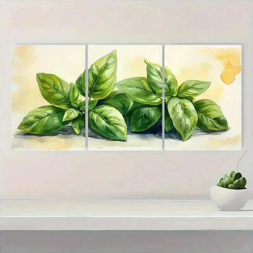 3pcs Botanical Herbs Watercolor Wall Art Set Canvas Unframed - High Quality Print 100% Australian Made Wall Canvas