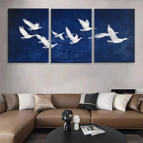 3pcs Elegant White Birds in Flight Prefect Wall Art Canvas Unframed - High Quality Print 100% Australian Made Wall Canvas
