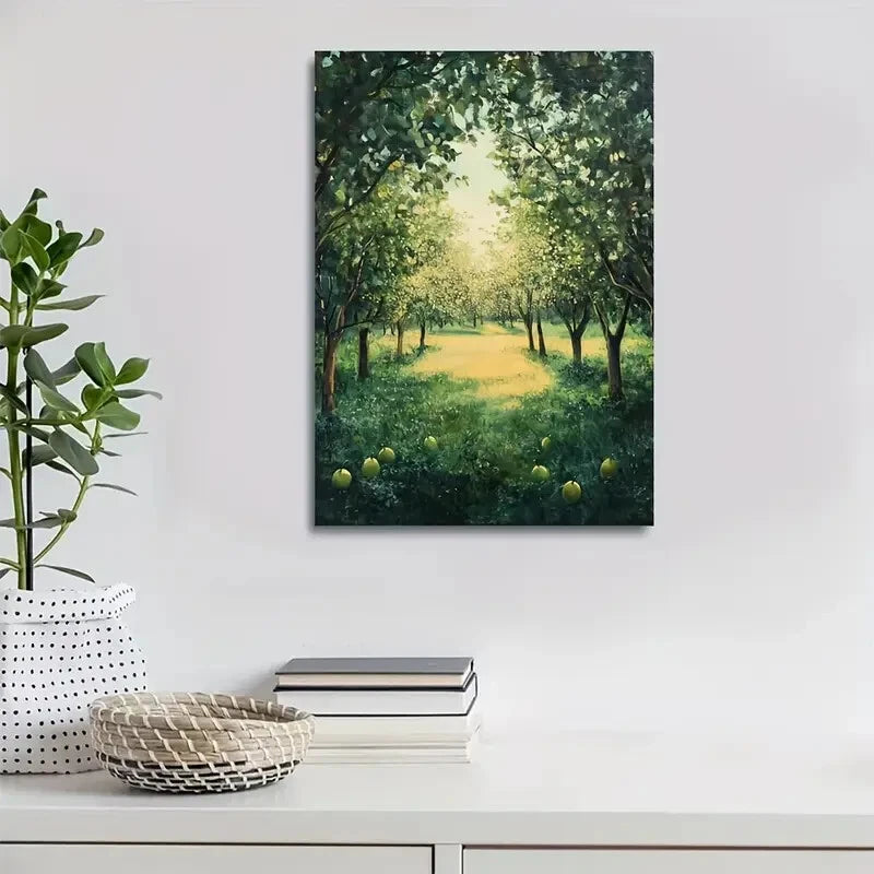 Depicting a Vibrant Pear Tree Forest Painting 40x60cm Metal Print Ready to Hang