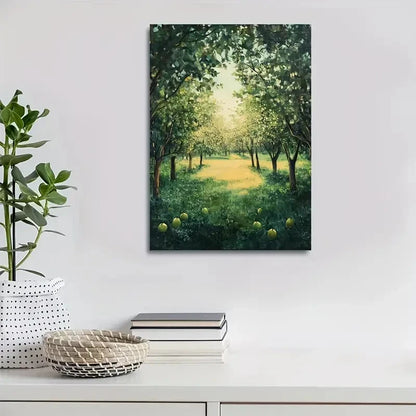 Depicting a Vibrant Pear Tree Forest Painting 40x60cm Metal Print Ready to Hang