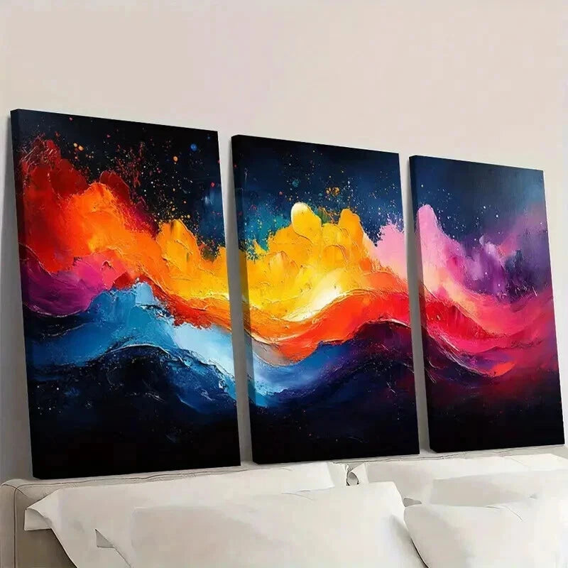 3pcs Painting Bright And Colorful Abstract Wall Art Set Canvas Framed 40x60cm - High Quality Print 100% Australian Made Wall Canvas Ready to Hang