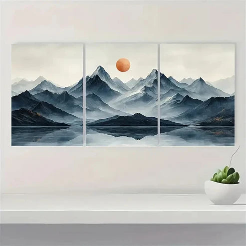 3pcs Mountain Landscape Triptych Black White Wall Art Set Canvas Unframed - High Quality Print 100% Australian Made Wall Canvas