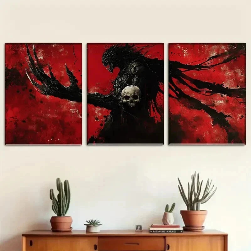 3pcs Dark Fantasy Mysterious Shadowy Perfect Wall Art Set Canvas Framed 40x60cm - High Quality Print 100% Australian Made Wall Canvas Ready to Hang