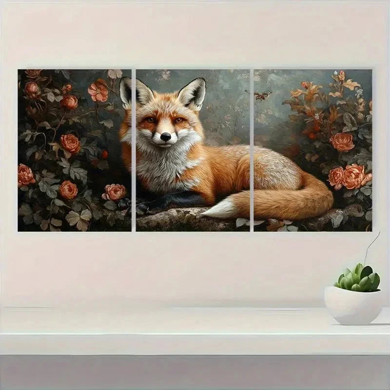 3pcs Vintage Fox Country Style Metal Print Ready to Hang Art