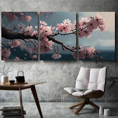 3pcs Cherry Blossom Serenity Sakura Branches Metal Print Ready to Hang Art
