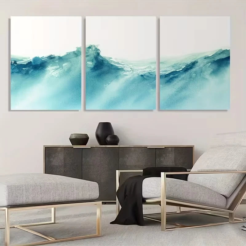 3pcs Ocean Wave Bohemian Sea Paintings Wall Art Set Canvas Fraed 50x70cm - High Quality Print 100% Australian Made Wall Canvas Ready to Hang