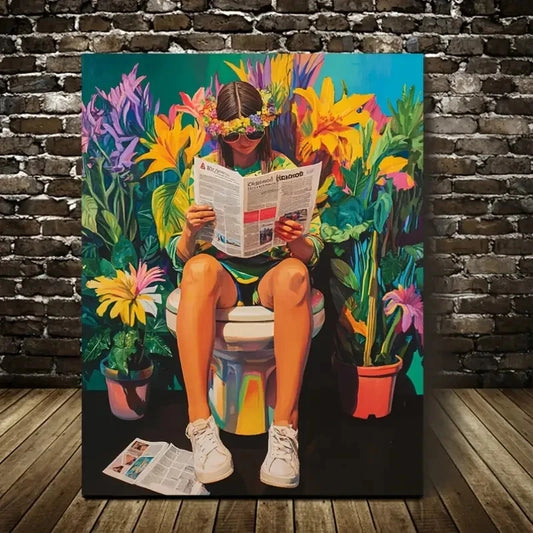 Beautiful Depicting a Person Sitting Painting 40x60cm Metal Print Ready to Hang