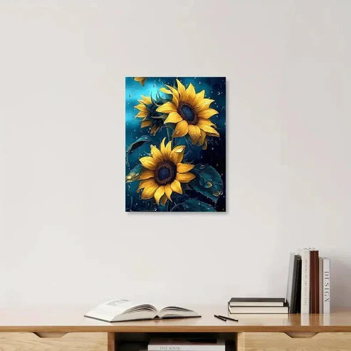 Beautiful Sunflower Vibrant Floral Painting 60x90cm Metal Print Ready to Hang