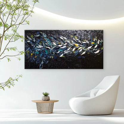 Vibrant Black Abstract Design Wall Art Canvas Office Home Room Framed 120x60cm