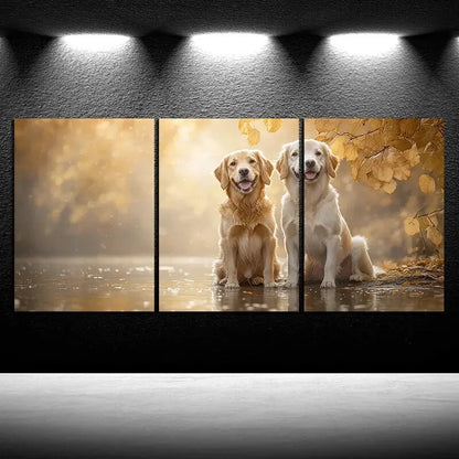 3pcs Dogs by The Forest Lake Animal Metal Print Ready to Hang Art