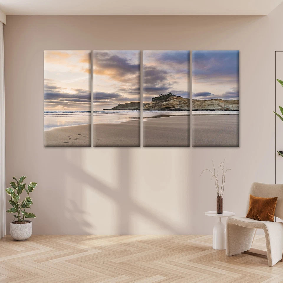 4pcs Coastal Sunset Beach Landscape Wall Art Canvas Framed 45x80cm - High Quality Print 100% Australian Made Wall Canvas Ready to Hang