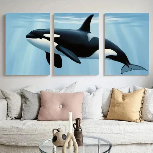 3pcs Orca Whale Canvas Wall Art Canvas Unframed - High Quality Print 100% Australian Made Wall Canvas