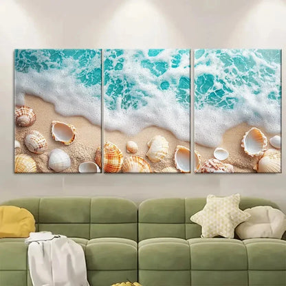 3pcs Seashells Bow California Coastal Nautical Metal Print Ready to Hang Art