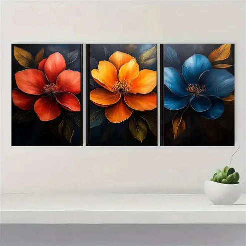 3pcs Vibrant Botanical Modern Home Decor Wall Art Set Canvas Unframed - High Quality Print 100% Australian Made Wall Canvas