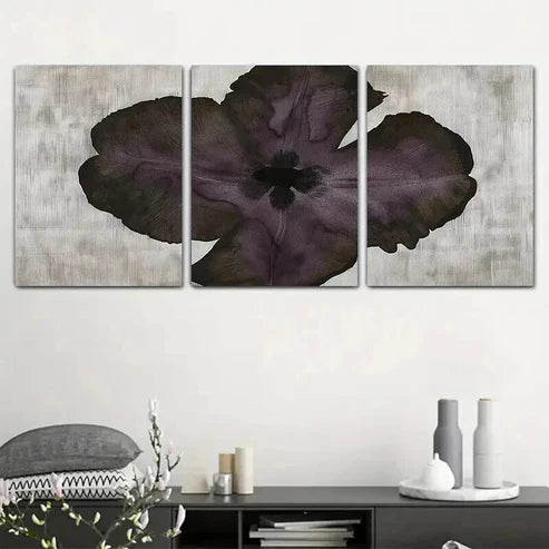3pcs Unique Deep Purple Floral Pattern Wall Art Canvas Unframed - High Quality Print 100% Australian Made Wall Canvas