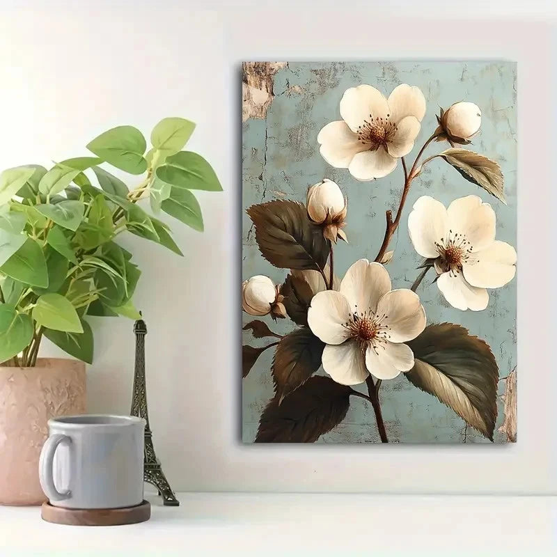 Beautiful Vintage Strawberry Blossom Painting  40x60cm Metal Print Ready to Hang