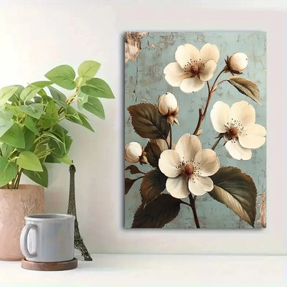 Beautiful Vintage Strawberry Blossom Painting  40x60cm Metal Print Ready to Hang