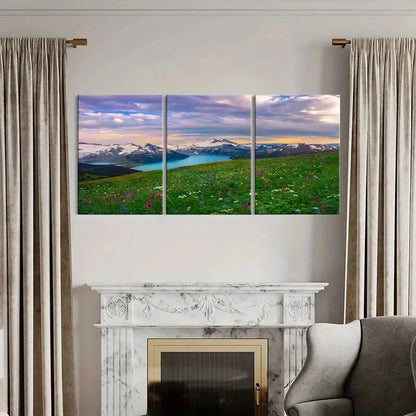 3pcs Vibrant Mountain & Meadow Landscape  Wall Art Set Canvas Framed 40x60cm - High Quality Print 100% Australian Made Wall Canvas Ready to Hang