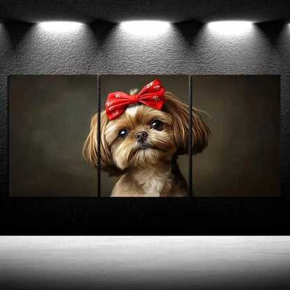 3pcs Wearing a Bow Tie Cutest Dog Metal Print Ready to Hang Art