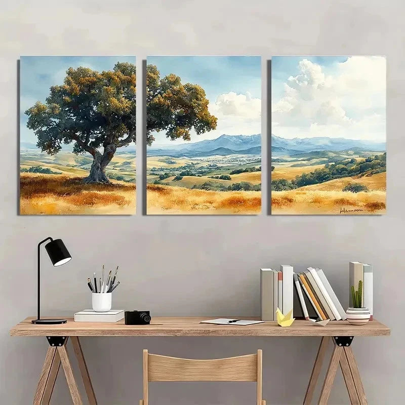 3pcs California Hills Valley Landscape Perfect Wall Art Set Canvas Framed 40x60cm - High Quality Print 100% Australian Made Wall Canvas Ready to Hang