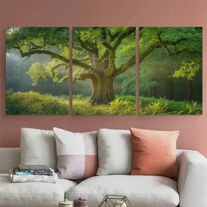 3pcs Sunlight, Green Leaves Wall Art Set Canvas Unframed - High Quality Print 100% Australian Made Wall Canvas