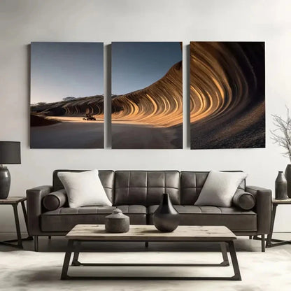 3pcs Wave Rock in Western Australia Wal1l Art Set Canvas Framed 40x60cm - High Quality Print 100% Australian Made Wall Canvas Ready to Hang