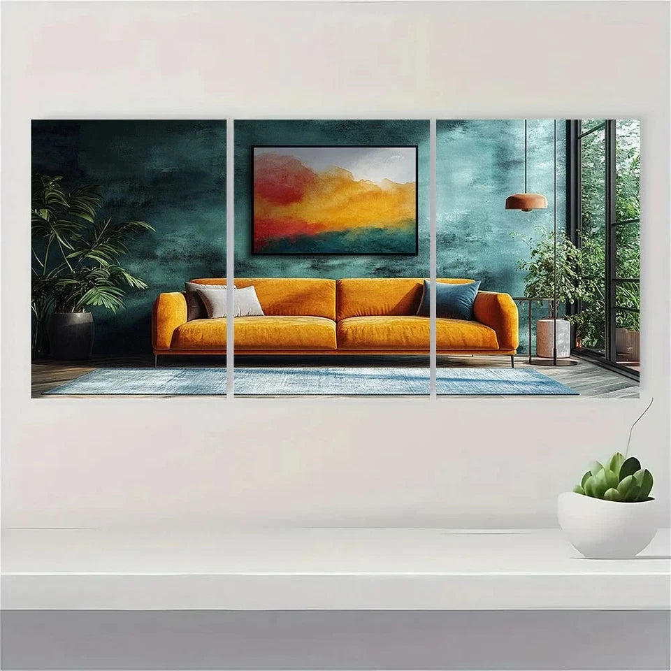 3pcs Abstract Shapes Cozy Neutral Metal Print Ready to Hang Art