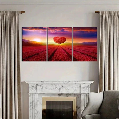 3pcs Red Love Trees Natural Landscape Wall Art Set Canvas Framed 40x60cm - High Quality Print 100% Australian Made Wall Canvas Ready to Hang