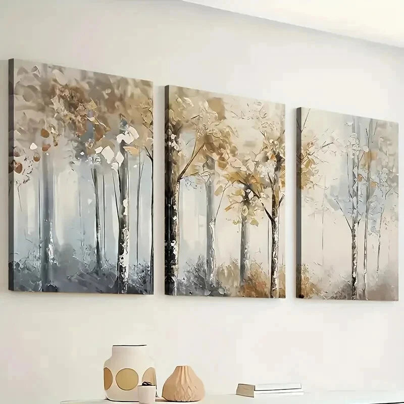 3pcs Artistic Forest Abstract Landscape Wall Art Set Canvas Framed 40x60cm - High Quality Print 100% Australian Made Wall Canvas Ready to Hang