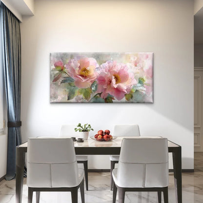 Pink Peonies & Blossoms Wall Art Canvas Office Home Room Framed 120x60cm