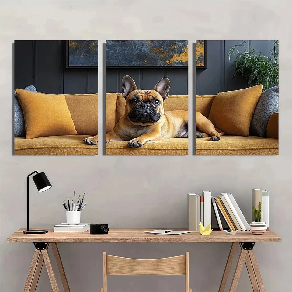 3pcs Abstract Design Black Orange & Blue Metal Print Ready to Hang Art