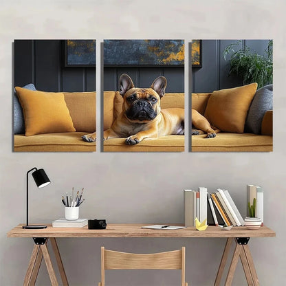 3pcs Abstract Design Black Orange & Blue Metal Print Ready to Hang Art