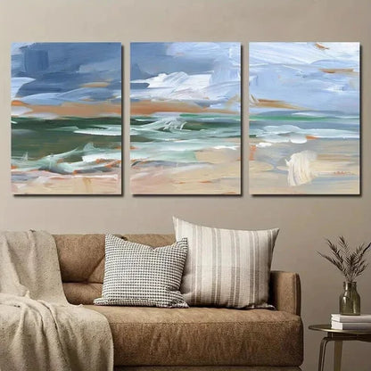 3pcs Abstract Beach Nautical Murals Landscape Wall Art Set Canvas Unframed - High Quality Print 100% Australian Made Wall Canvas