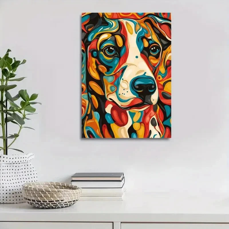 Contemporary Abstract Charming Dog Painting 40x60cm Metal Print Ready to Hang