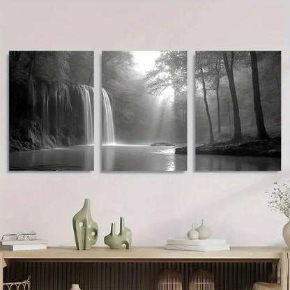 3pcs Haunting Black And White Forest Metal Print Ready to Hang Art