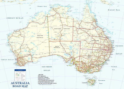Laminated Australia Road map with details 91x61cm poster AU