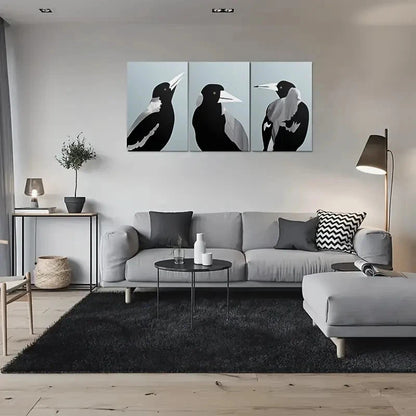 3pcs Minimalist Black and White Bird Metal Print Ready to Hang Art