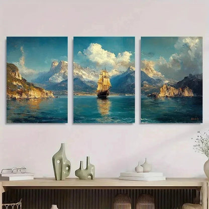 3pcs Panoramic Coastal Landscape Perfect Wall Art Set Canvas Framed 40x60cm - High Quality Print 100% Australian Made Wall Canvas Ready to Hang