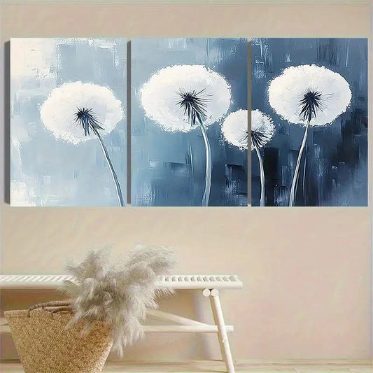 3pcs Minimalist Dandelion Wall Art Set Canvas Framed 50x70cm - High Quality Print 100% Australian Made Wall Canvas Ready to Hang