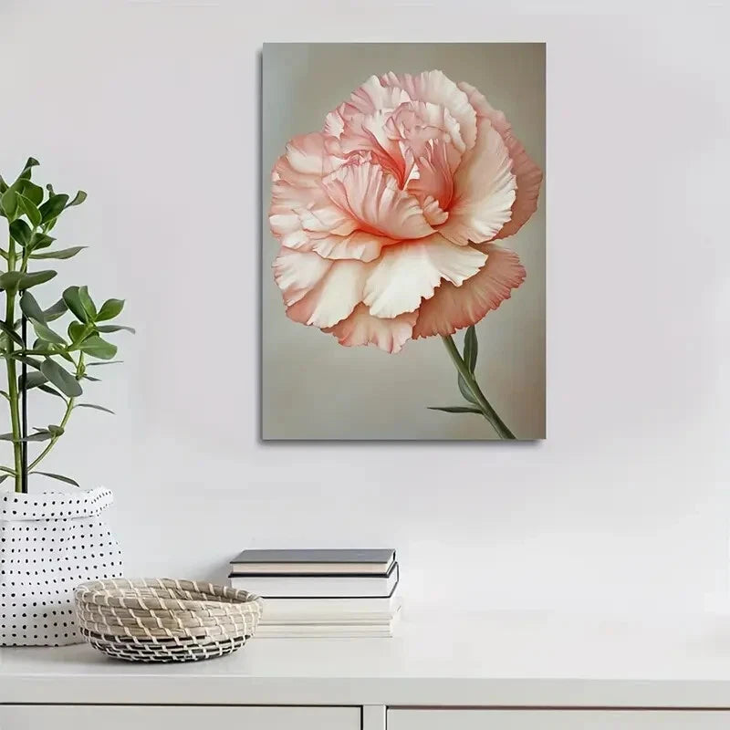 Vibrant Carnation Flower Painting 40x60cm Metal Print Ready to Hang