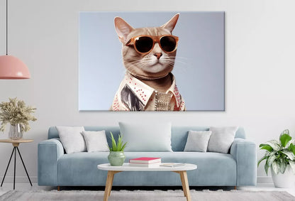 Aesthetic Cat Wearing Sunglasses Wall Art Decor 100% Australian Made