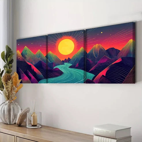 3pcs Vibrant Landscape Design Nature Wall Art Set Canvas Framed 60x90cm - High Quality Print 100% Australian Made Wall Canvas Ready to Hang